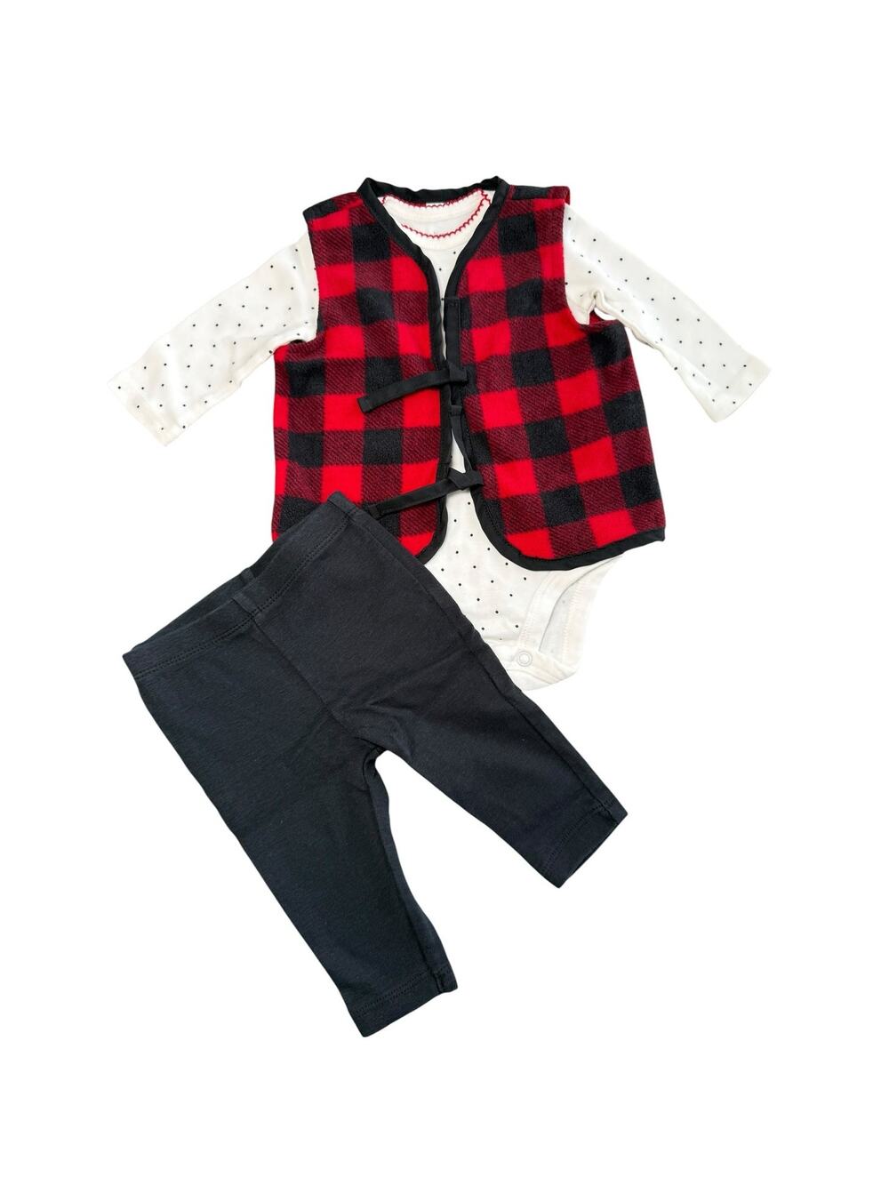Carters Baby Girl Matching Outfit Buffalo Plaid Red Black Size 3 Months